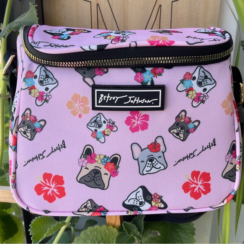 BETSEY JOHNSON Insulated Cube Lunch Tote In Flower Crown Pups